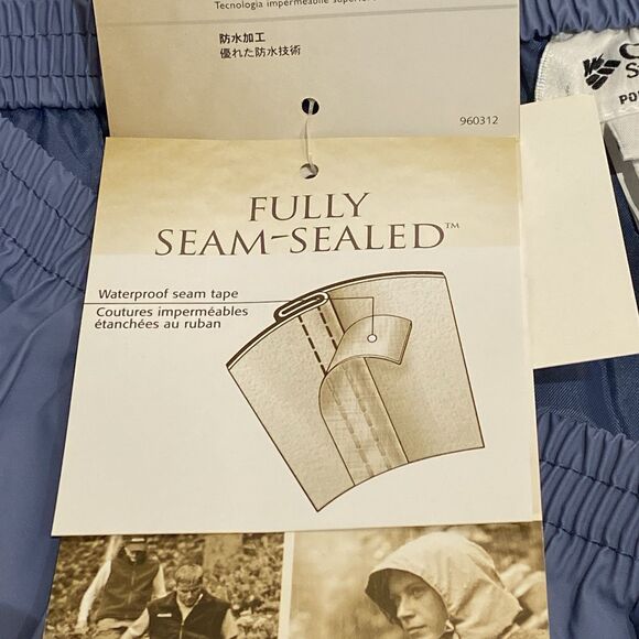 Vtg Columbia Waterproof Rain Pants Shell PVC Nylon Blue Sealed Seam Womens XL - Picture 11 of 12